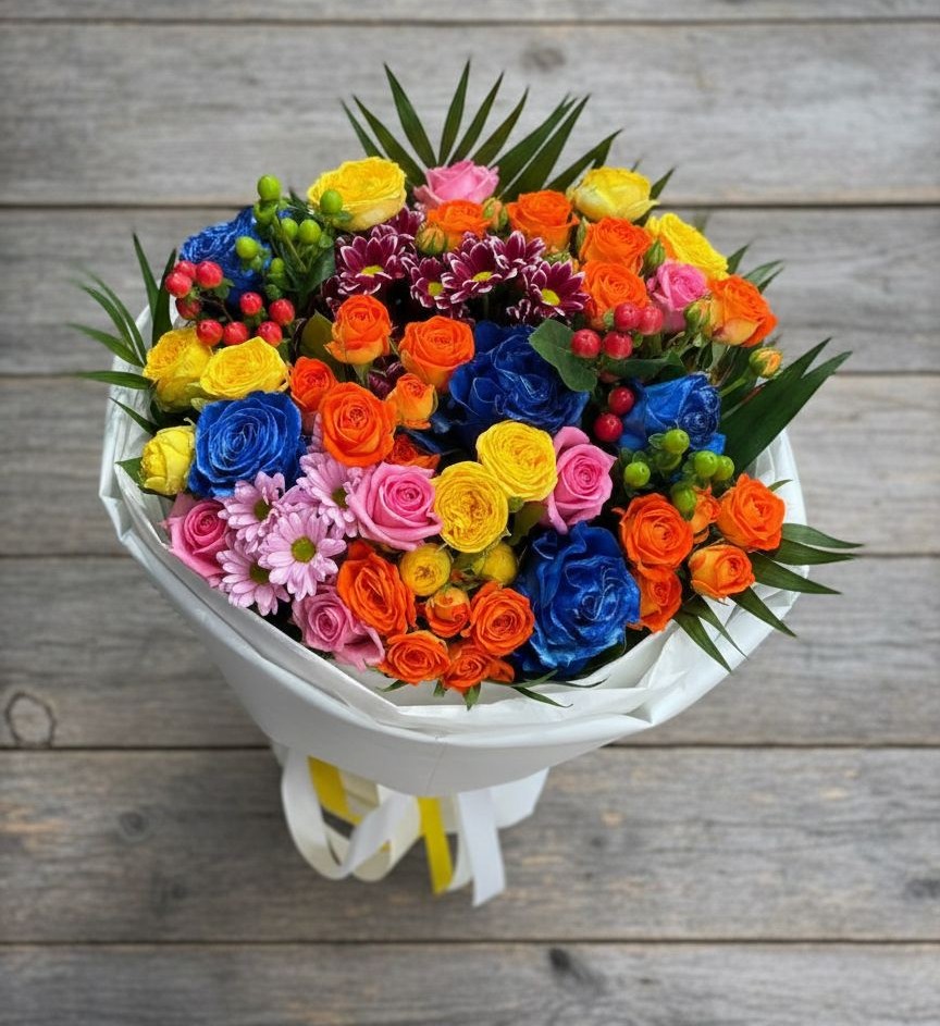 Букет цветов из: Розы и Хризантемы в Новоселки