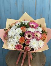 Букет цветов из:  Розы, Герберы и Хризантемы в Новоселки