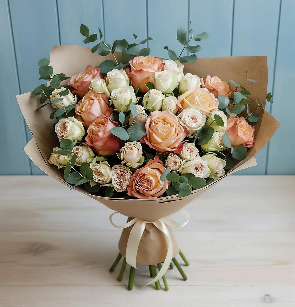 Букет цветов из: Альстромерии и Розы в Новоселки