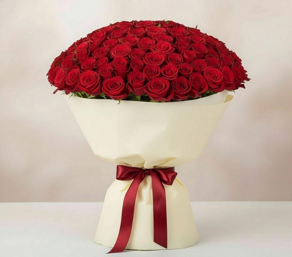 Букет 101 Красная роза Милано в Новоселки