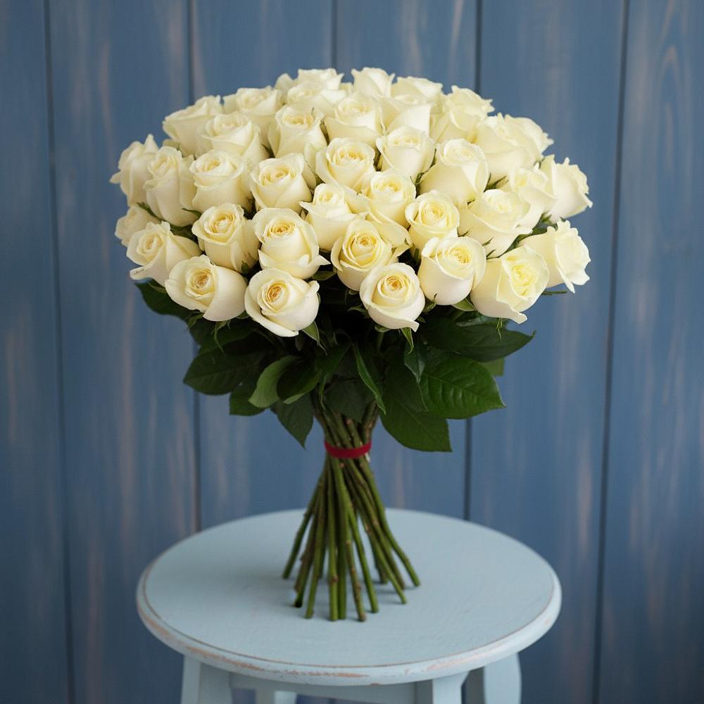 Букет 51 Белая роза Эдлесс Лав в Новоселки