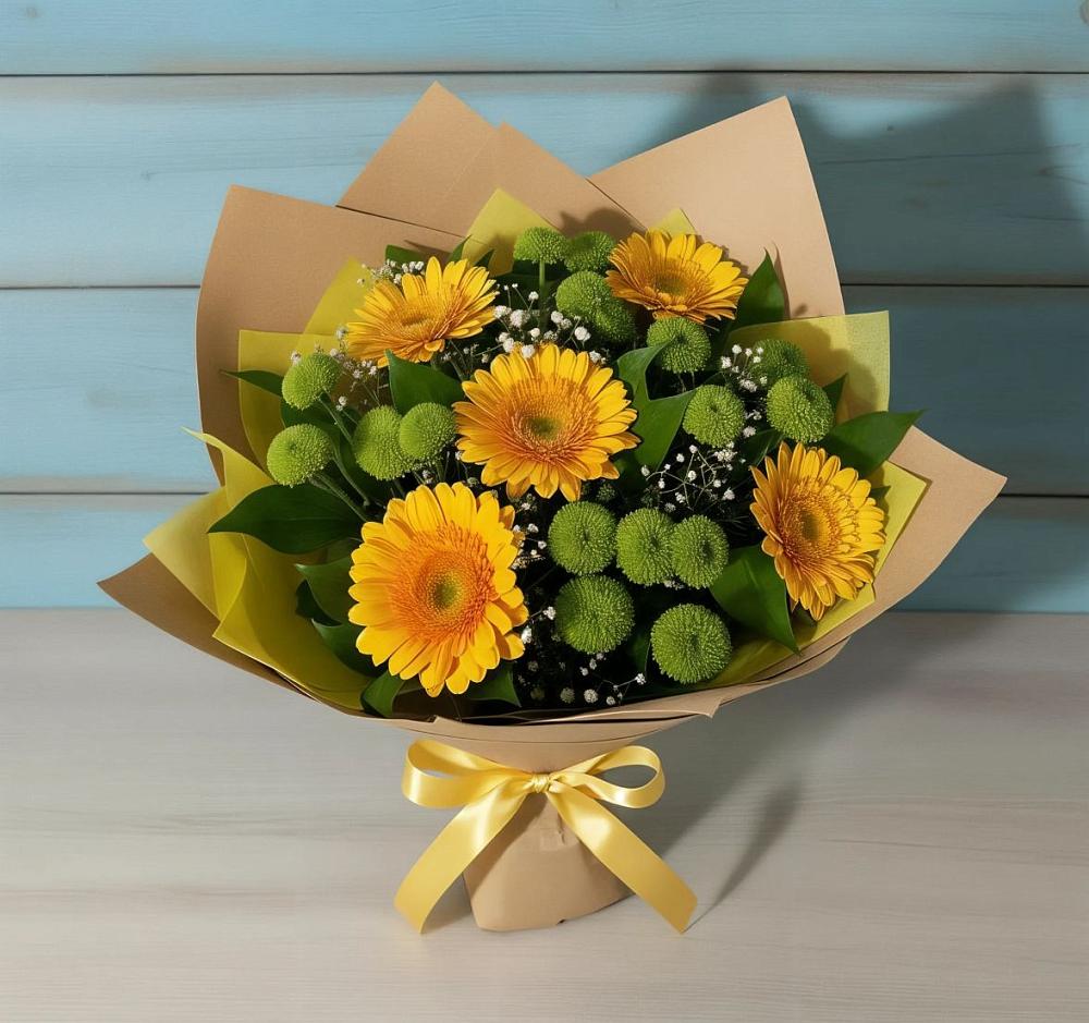 Букет цветов из: Герберы и Хризантемы в Новоселки