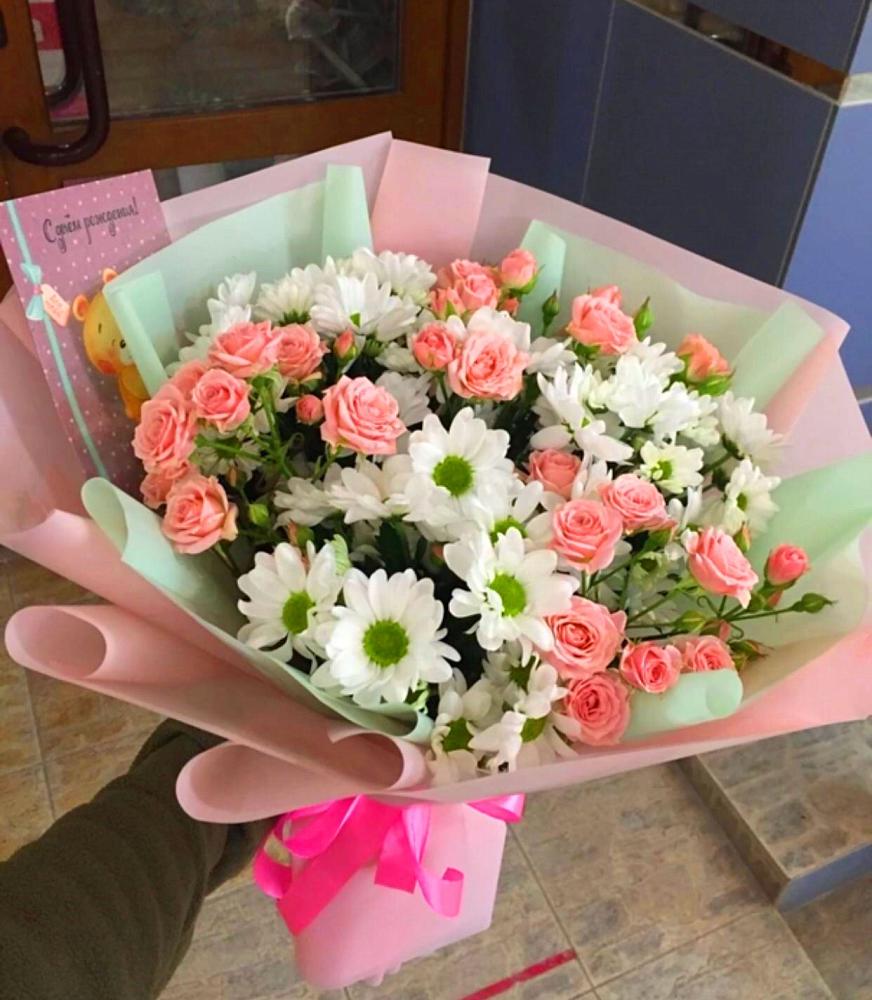 Букет цветов из: Розы и Хризантемы в Новоселки