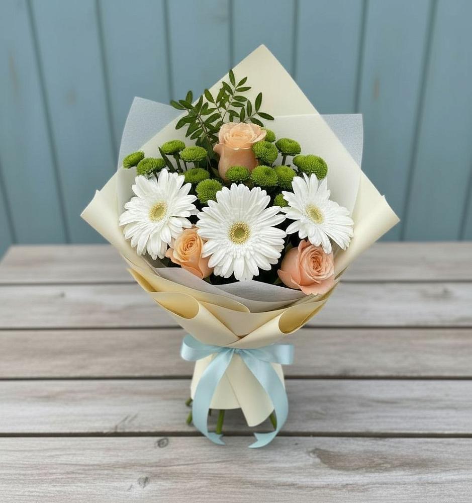 Букет цветов из: Герберы, Розы и Хризантемы в Новоселки