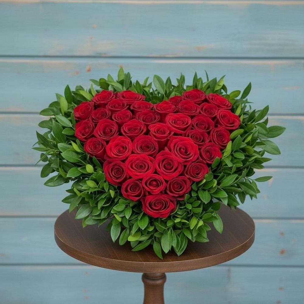 Цветочная композиция из Розы в виде сердца в Новоселки