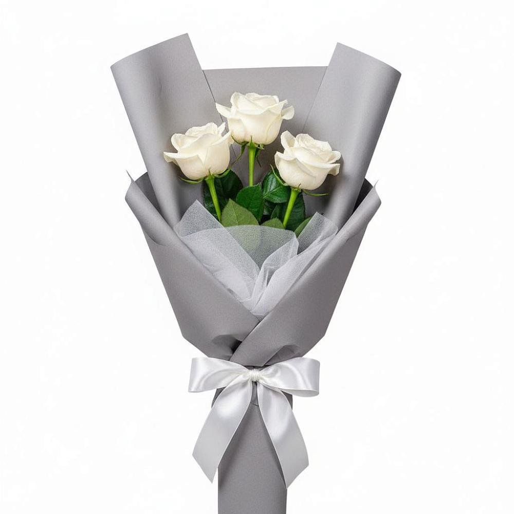 Букет 3 белые розы в Новоселки