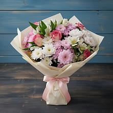 Букет цветов из:  Хризантемы, Альстромерии и Розы в Новоселки