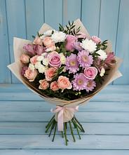 Букет цветов из:  Хризантемы, Розы и Альстромерии в Новоселки