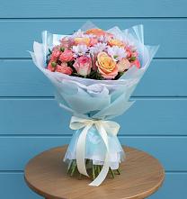 Букет цветов из:  Хризантемы и Розы #REPLACE_PRED# Новоселки