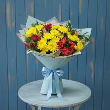 Букет цветов из:  Альстромерии и Хризантемы #REPLACE_PRED# Новоселки