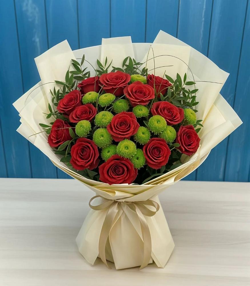 Букет цветов из: Розы и Хризантемы в Новоселки