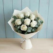 Букет Белые розы в Эвкалипте #REPLACE_PRED# Новоселки